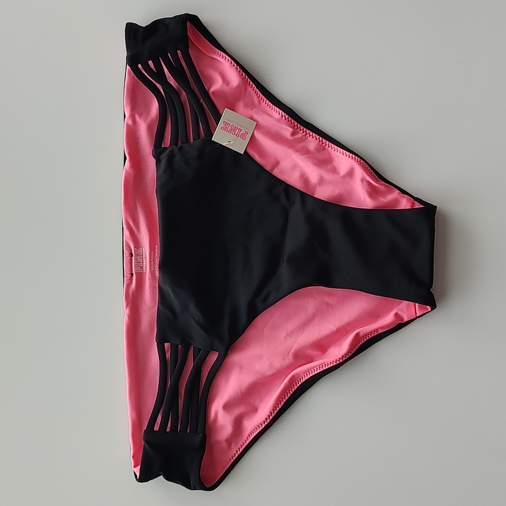 PINK black bikini bottom size M NWT